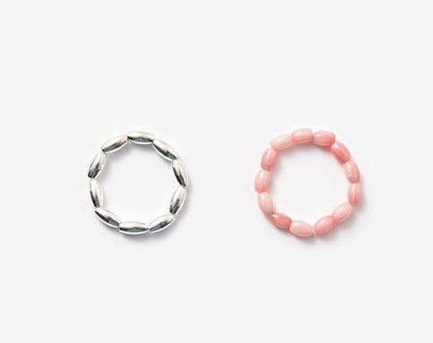 MONDAY EDITION(マンデイエディション) Odd Pair Corallites Silver Rings - baby pink