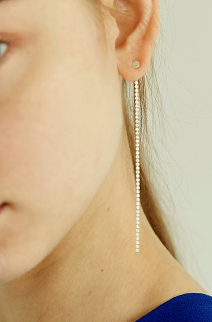 MONDAY EDITION(マンデイエディション)  crystal silver long earrings