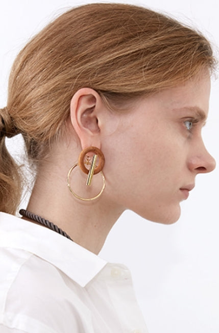MONDAY EDITION(マンデイエディション)   Wood and Bar Earrings