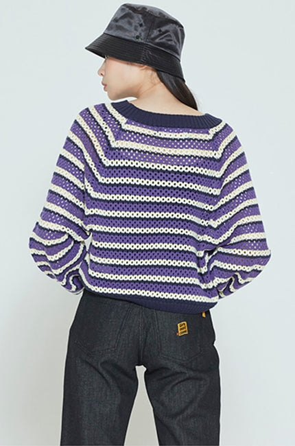 ロマンティッククラウン(ROMANTIC CROWN) WOMANS V NECK KNITWEAR_NAVY