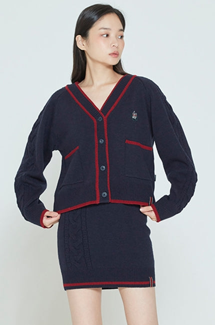 ロマンティッククラウン(ROMANTIC CROWN)   WOMANS CABLE KNIT CARDIGAN_NAVY