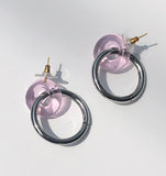 MONDAY EDITION(マンデイエディション) Donut Glass and Circle Earrings Pink