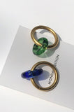 MONDAY EDITION(マンデイエディション) Donut Glass and Circle Earrings Green+ Blue