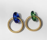 MONDAY EDITION(マンデイエディション) Donut Glass and Circle Earrings Green+ Blue