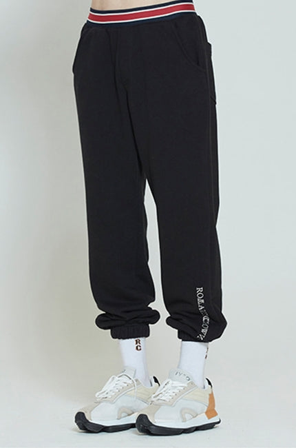 ロマンティッククラウン(ROMANTIC CROWN) STRIPE BANDING JOGGER PANTS_BLACK