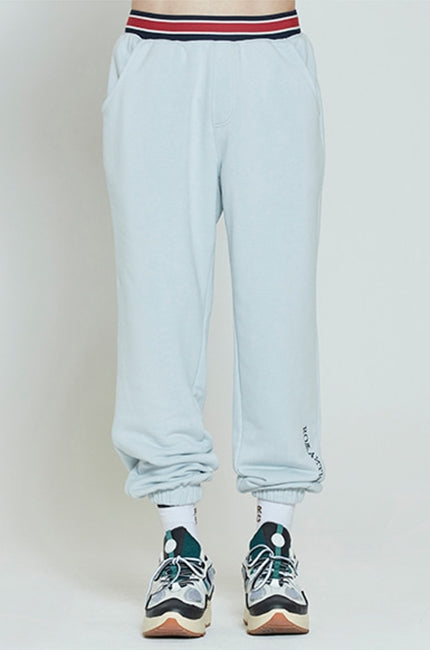 ロマンティッククラウン(ROMANTIC CROWN) STRIPE BANDING JOGGER PANTS_SKY BLUE