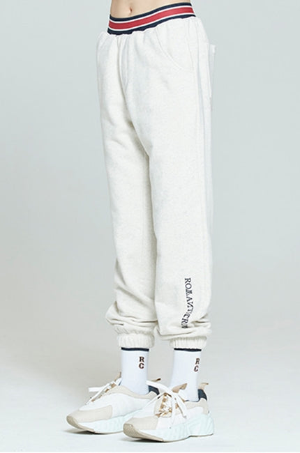 ロマンティッククラウン(ROMANTIC CROWN) STRIPE BANDING JOGGER PANTS_MELANGE IVORY