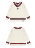 ロマンティッククラウン(ROMANTIC CROWN) SUNDAY SYNDROME CLASSIC V NECK KNITWEAR_OATMEAL