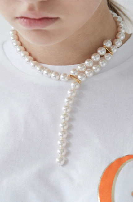 MONDAY EDITION Cross-ended Pearl Necklace パールネックレス MONDAY EDITION Cross-ended Pearl Necklace パールネックレス