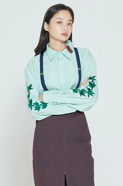 ロマンティッククラウン(ROMANTIC CROWN) MODERN LAUREL SHIRT_LIGHT GREEN