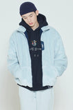 ロマンティッククラウン(ROMANTIC CROWN) BACK LINE PATCH FLEECE JACKET_SKY BLUE