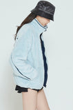 ロマンティッククラウン(ROMANTIC CROWN) BACK LINE PATCH FLEECE JACKET_SKY BLUE