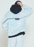 ロマンティッククラウン(ROMANTIC CROWN) BACK LINE PATCH FLEECE JACKET_SKY BLUE