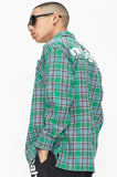 mahagrid (マハグリッド)    BACK LOGO CHECK SHIRT [GREEN]