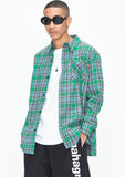 mahagrid (マハグリッド)    BACK LOGO CHECK SHIRT [GREEN]