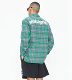 mahagrid (マハグリッド)    BACK LOGO CHECK SHIRT [GREEN]