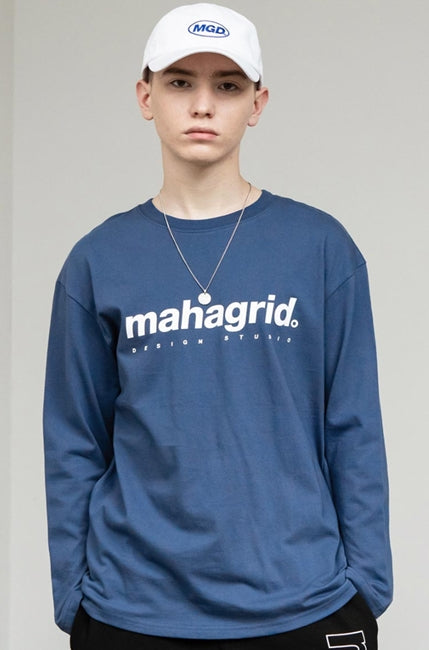 mahagrid (マハグリッド)   ORIGIN LOGO LS TEE [NAVY]