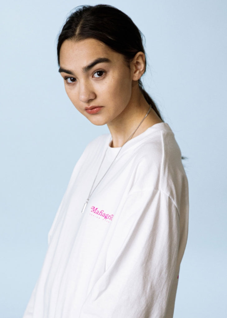 mahagrid (マハグリッド)   GROOVY LOGO LS TEE [WHITE]