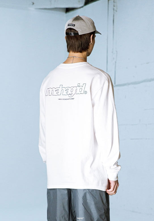 mahagrid (マハグリッド)  RAINBOW REFLECTIVE THIRD LOGO LS TEE [WHITE]