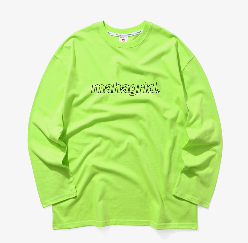 mahagrid (マハグリッド)  OUTLINE LOGO LS TEE [LIME]
