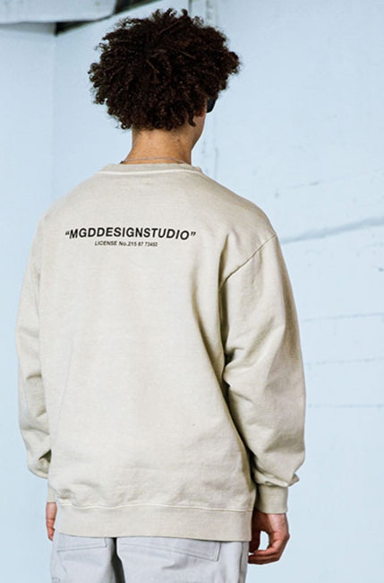 mahagrid (マハグリッド)  LICENSE PIGMENT CREWNECK [BEIGE]