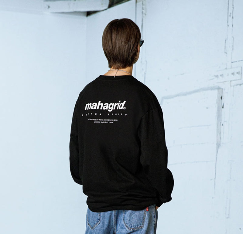 mahagrid (マハグリッド)   BACK ORIGIN LOGO LS TEE [BLACK]