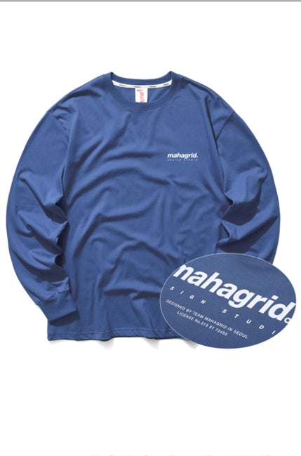 mahagrid (マハグリッド)   BACK ORIGIN LOGO LS TEE [NAVY]