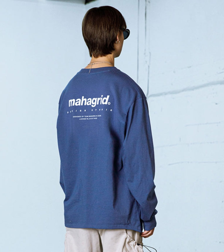 mahagrid (マハグリッド)   BACK ORIGIN LOGO LS TEE [NAVY]