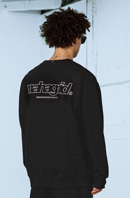 mahagrid (マハグリッド)  BACK THIRD LOGO CREWNECK [BLACK]