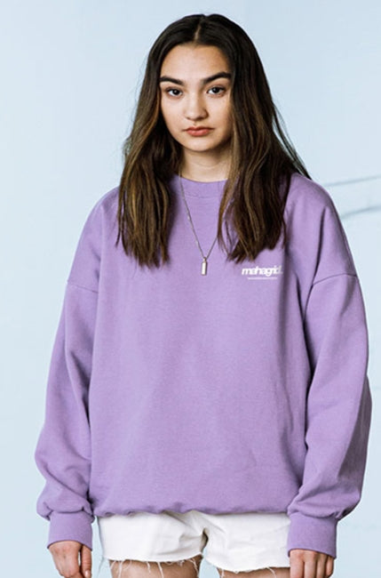 mahagrid (マハグリッド)  BACK THIRD LOGO CREWNECK [PURPLE]