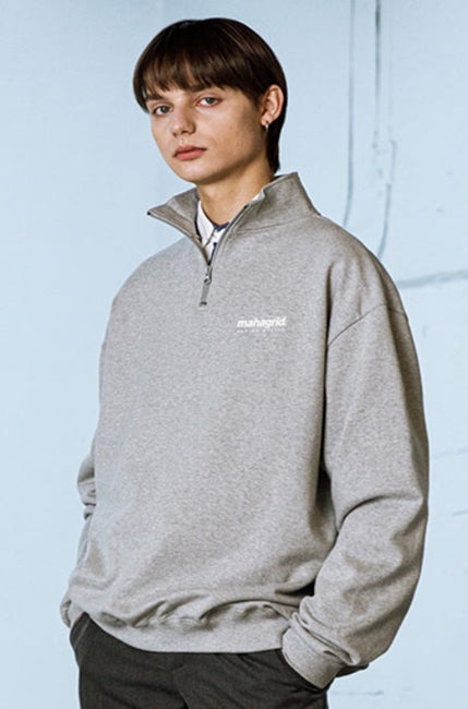 mahagrid (マハグリッド) HALF ZIP SWEAT SHIRTS [GREY] – UNDERSTUDY CLUB