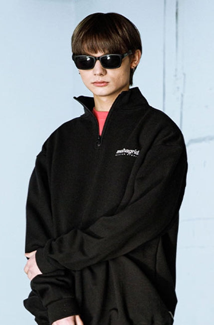 mahagrid (マハグリッド) HALF ZIP SWEAT SHIRTS [BLACK]