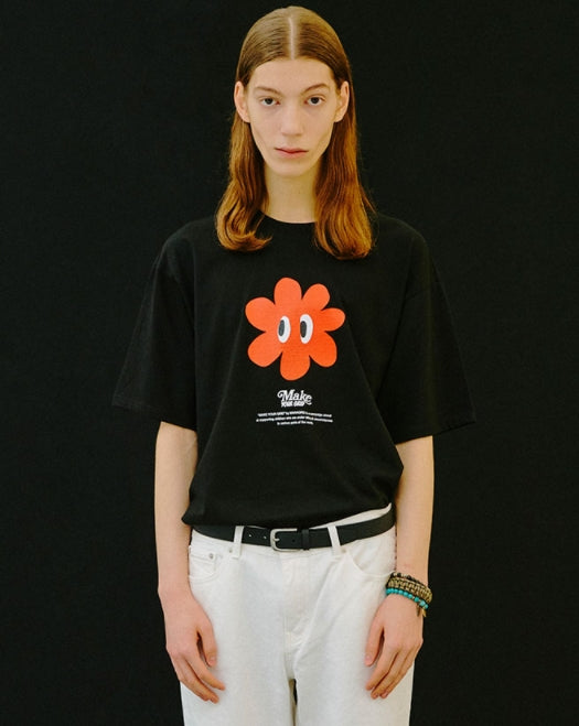 mahagrid (マハグリッド)   FLOWER TEE [BLACK]