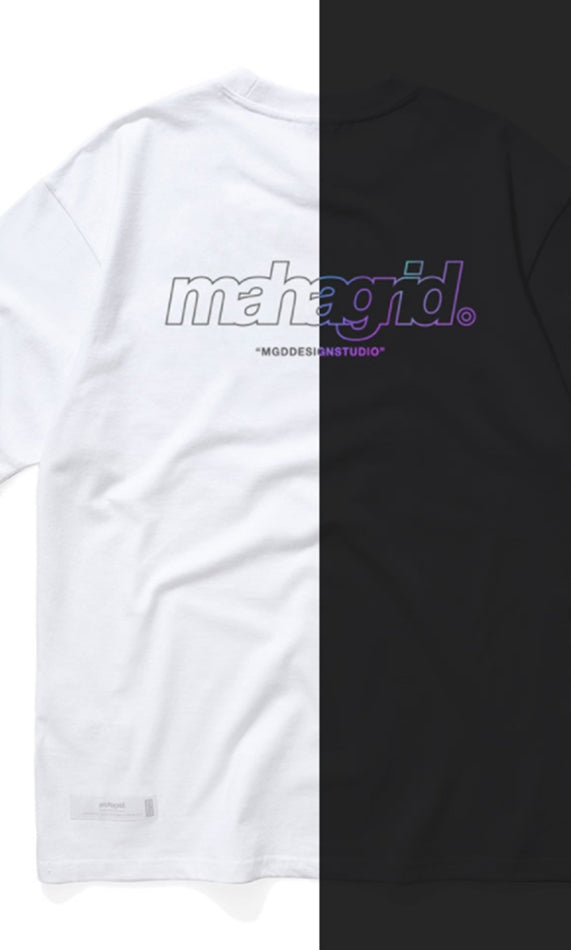 mahagrid (マハグリッド)   RAINBOW REFLECTIVE THIRD LOGO TEE [WHITE]