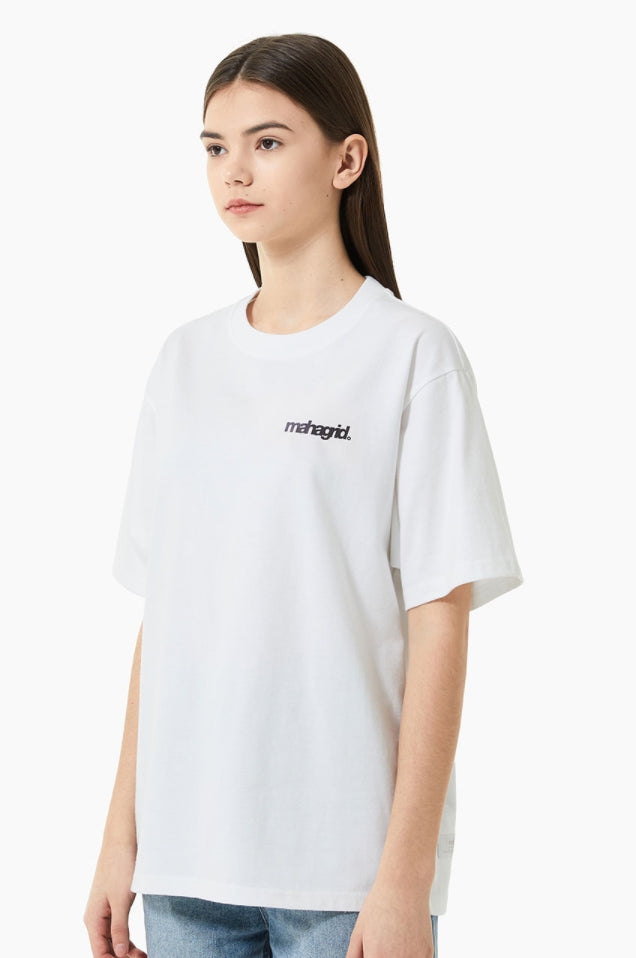 mahagrid (マハグリッド)   RAINBOW REFLECTIVE THIRD LOGO TEE [WHITE]