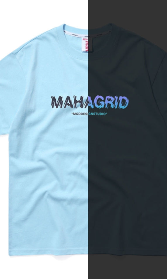 mahagrid (マハグリッド)  RAINBOW REFLECTIVE SHATTER LOGO TEE [SKY BLUE]