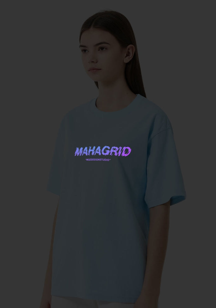 mahagrid (マハグリッド)  RAINBOW REFLECTIVE SHATTER LOGO TEE [SKY BLUE]