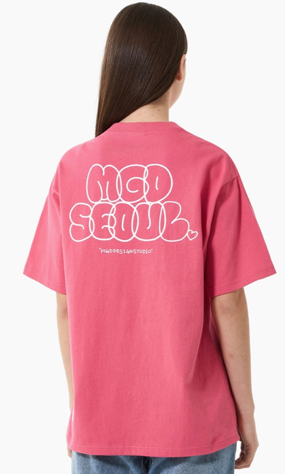 mahagrid (マハグリッド)   BUBBLE LOGO TEE [PINK]