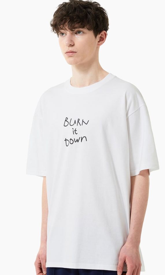 mahagrid (マハグリッド)   BURN IT DOWN TEE [WHITE]