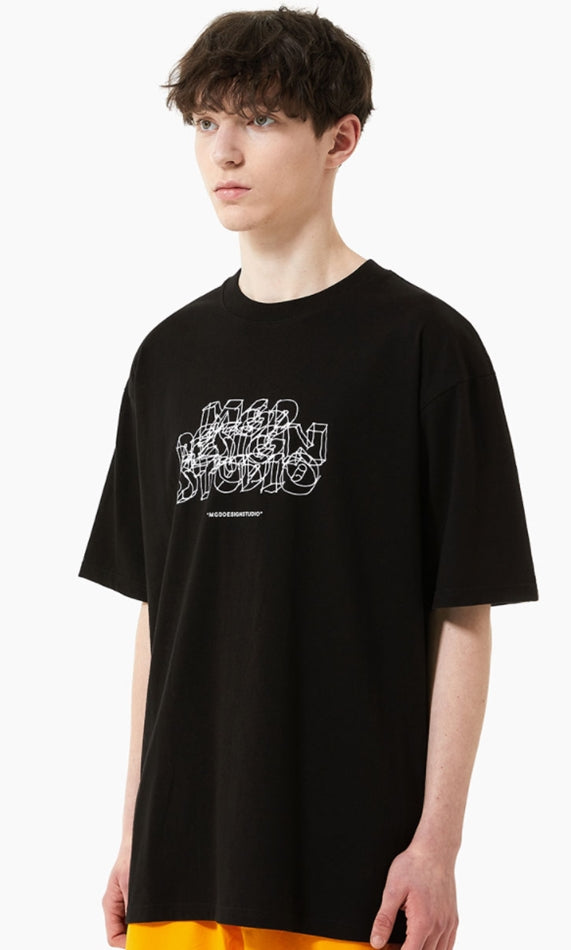 mahagrid (マハグリッド)   OVERRAY TEE [BLACK]