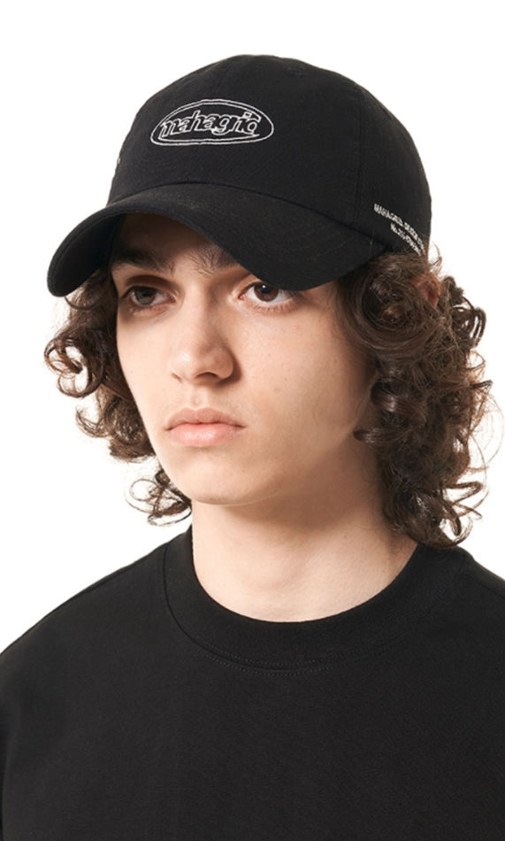 mahagrid (マハグリッド)  OVAL LOGO WASHED B.B CAP [BLACK]