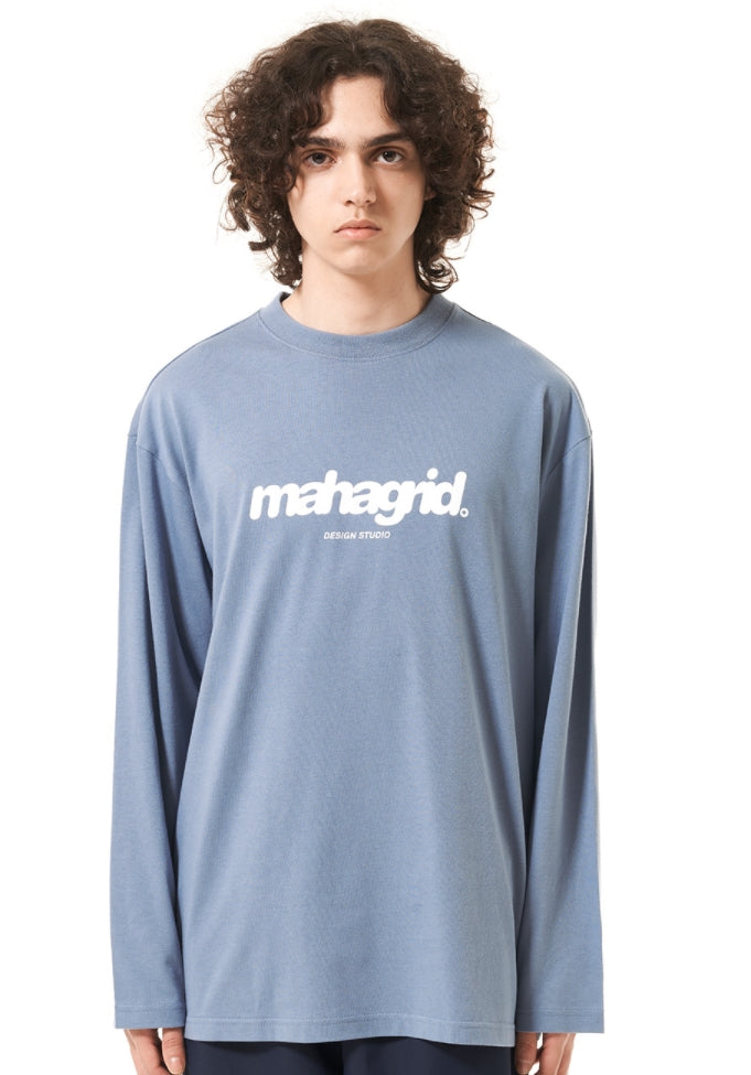 mahagrid (マハグリッド)  MARU LOGO LS TEE [BLUE]