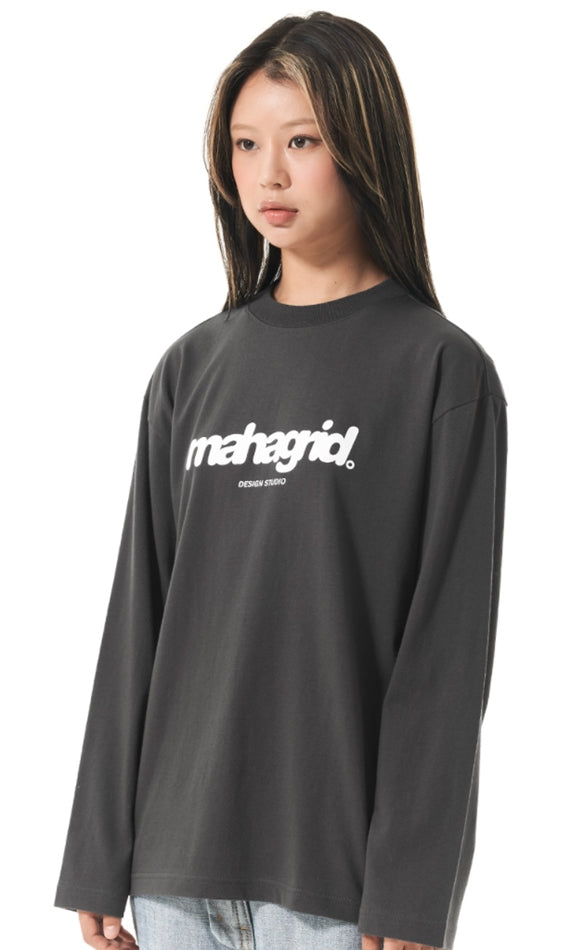 mahagrid (マハグリッド)   MARU LOGO LS TEE [CHARCOAL]