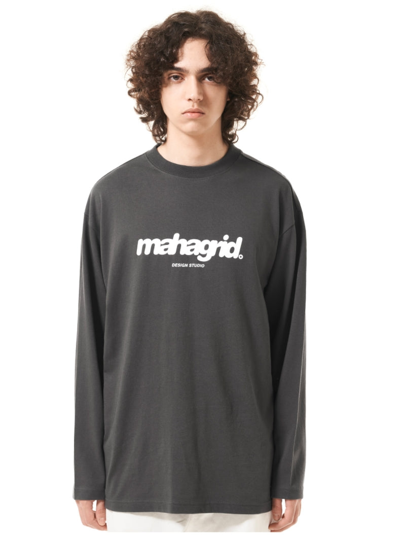 mahagrid (マハグリッド)   MARU LOGO LS TEE [CHARCOAL]
