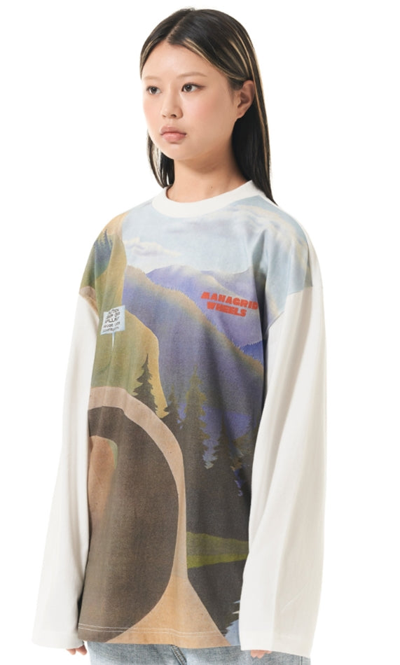 mahagrid (マハグリッド)  WHEELS LS TEE [WHITE]