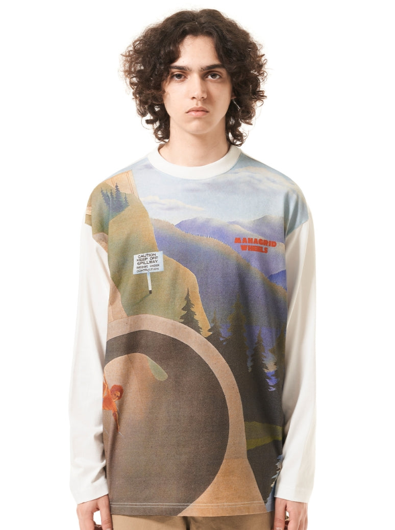 mahagrid (マハグリッド)  WHEELS LS TEE [WHITE]