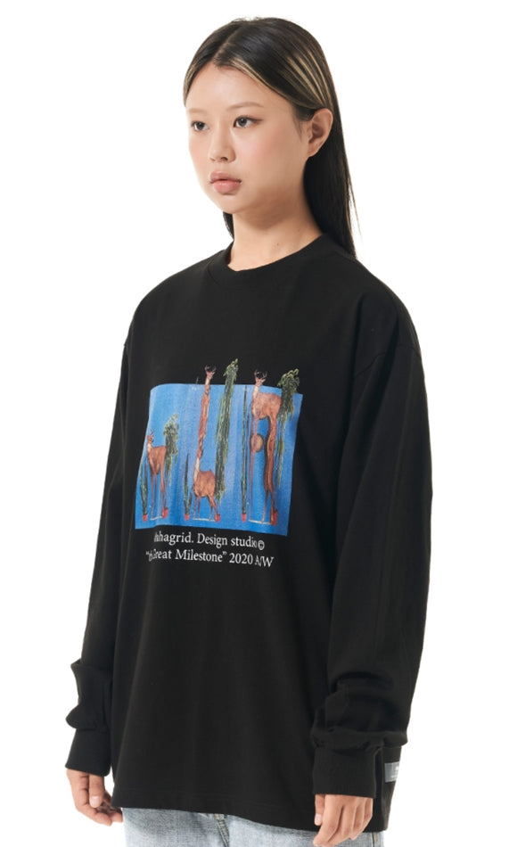 mahagrid (マハグリッド)  DEER LS TEE [BLACK]
