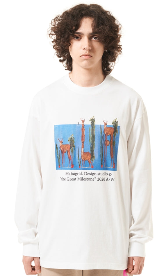 mahagrid (マハグリッド)  DEER LS TEE [WHITE]
