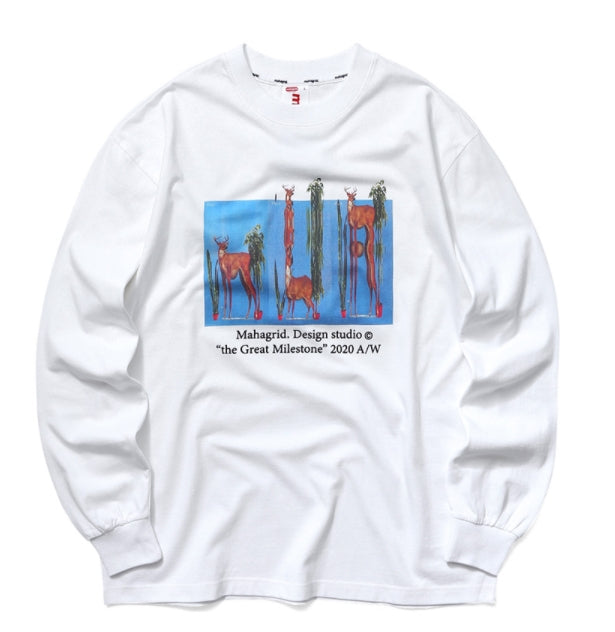 mahagrid (マハグリッド)  DEER LS TEE [WHITE]