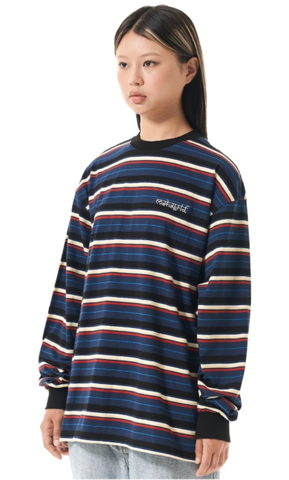 mahagrid (マハグリッド)  SANSKRIT STRIPED LS TEE [NAVY]